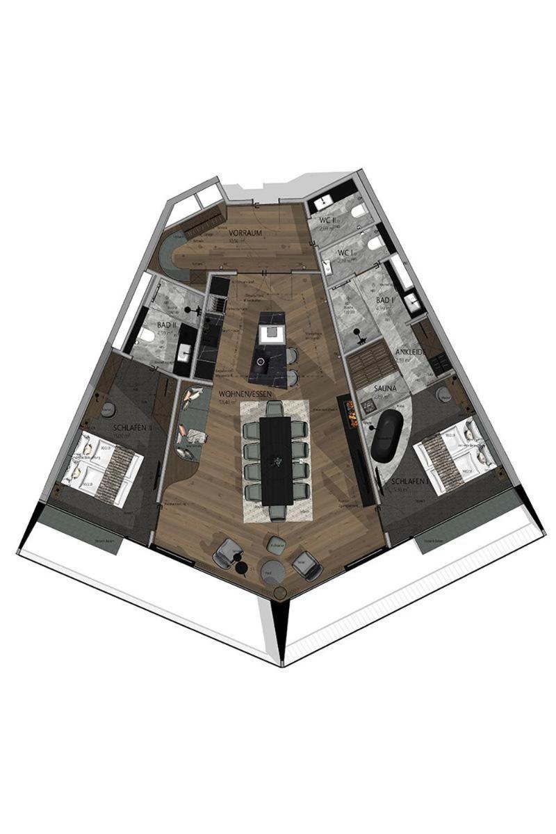 Deluxe-Penthouse mit 2 Schlafzimmern und Sauna